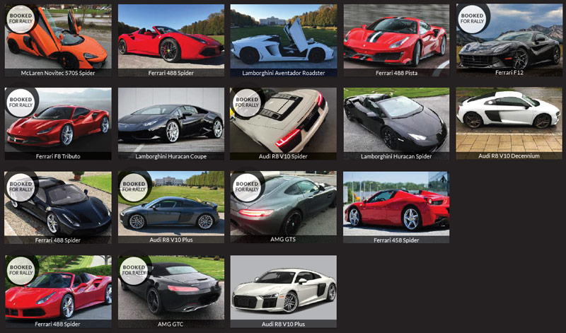 Supercar hire fleet